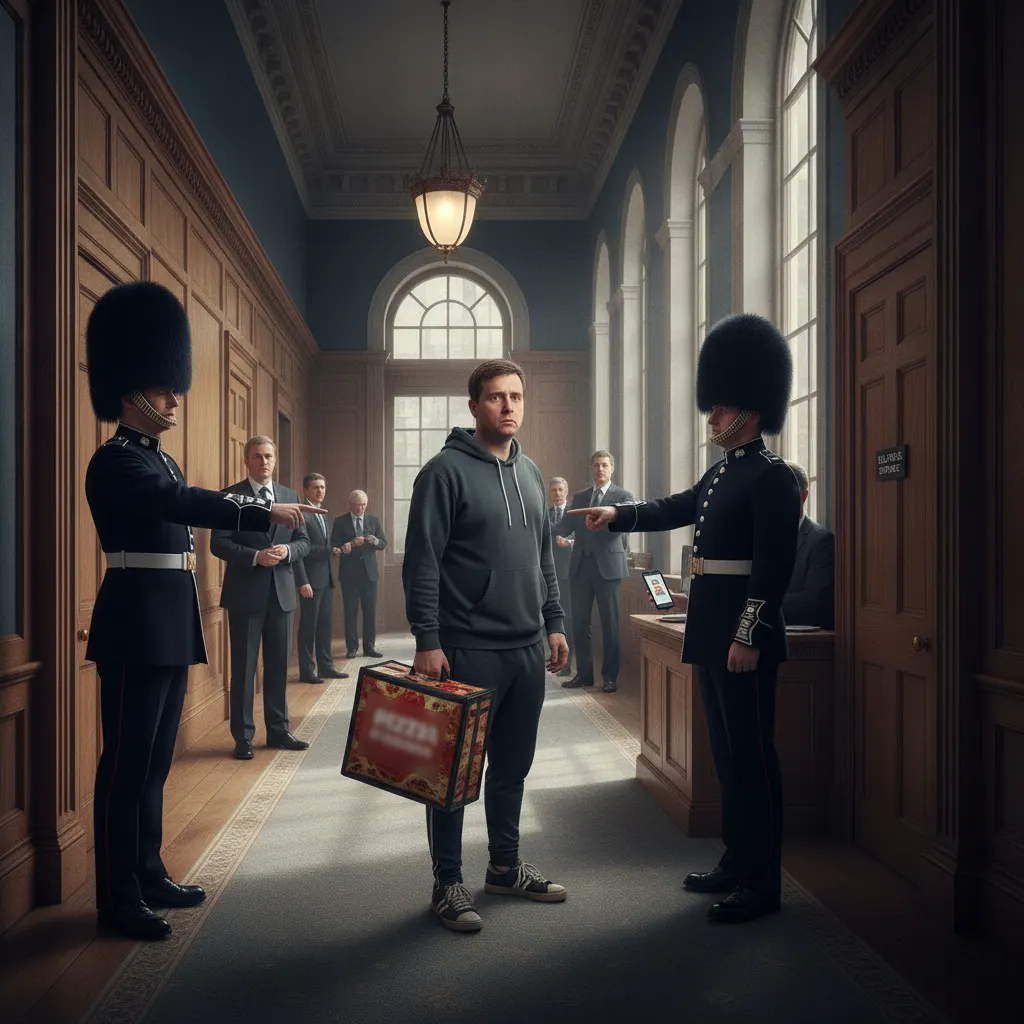 Burnham's 'Casual Style' Reportedly Causes No. 10 Security Breach After Guards Mistake Him For Pizza Delivery Guy — Batshit Bugle satirical news illustration