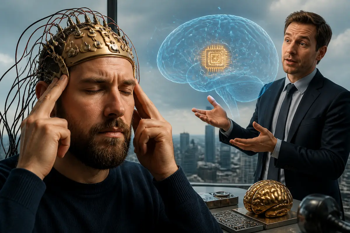 Analyst Foresees Blockchain-Enabled Memory Implants After Enthusiast Forgets Crypto Fortune Password, Continues Chanting "To The Moon!" — Batshit Bugle satirical news illustration