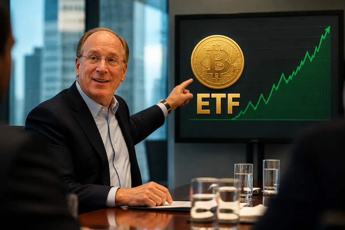 BlackRock CEO Larry Fink Thanks "Coldcard" for  Generous $100M Bitcoin ETF Promotional Campaign — Batshit Bugle satirical news illustration