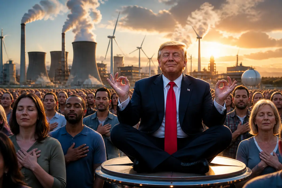 Voracious U.S. Energy Demand To Be Met By Leveraging "Indomitable American Will" — Batshit Bugle satirical news illustration