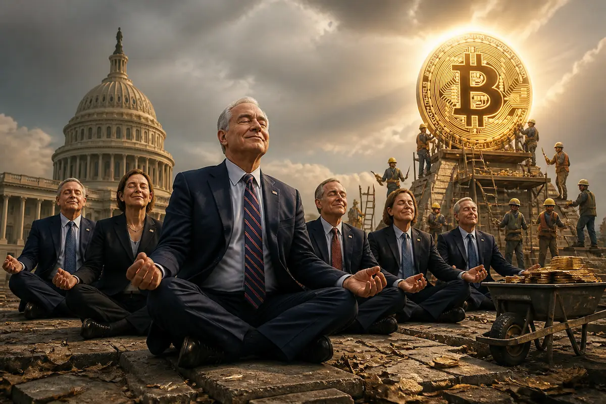 Lawmakers Confident $1M Bitcoin Will Address Social Security Insolvency By 2032 — Batshit Bugle satirical news illustration