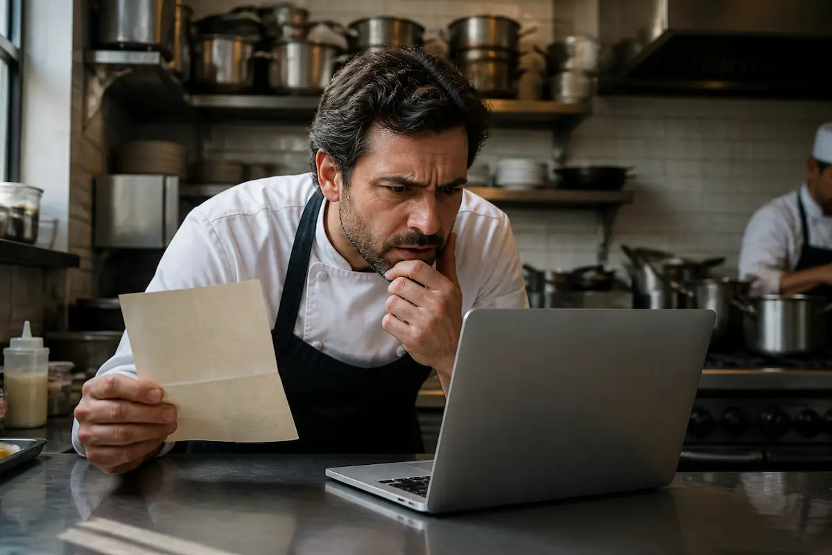 Local Kitchen Manager Reportedly Consults Google After Encountering "Ambient" In Resignation Letter — Batshit Bugle satirical news illustration