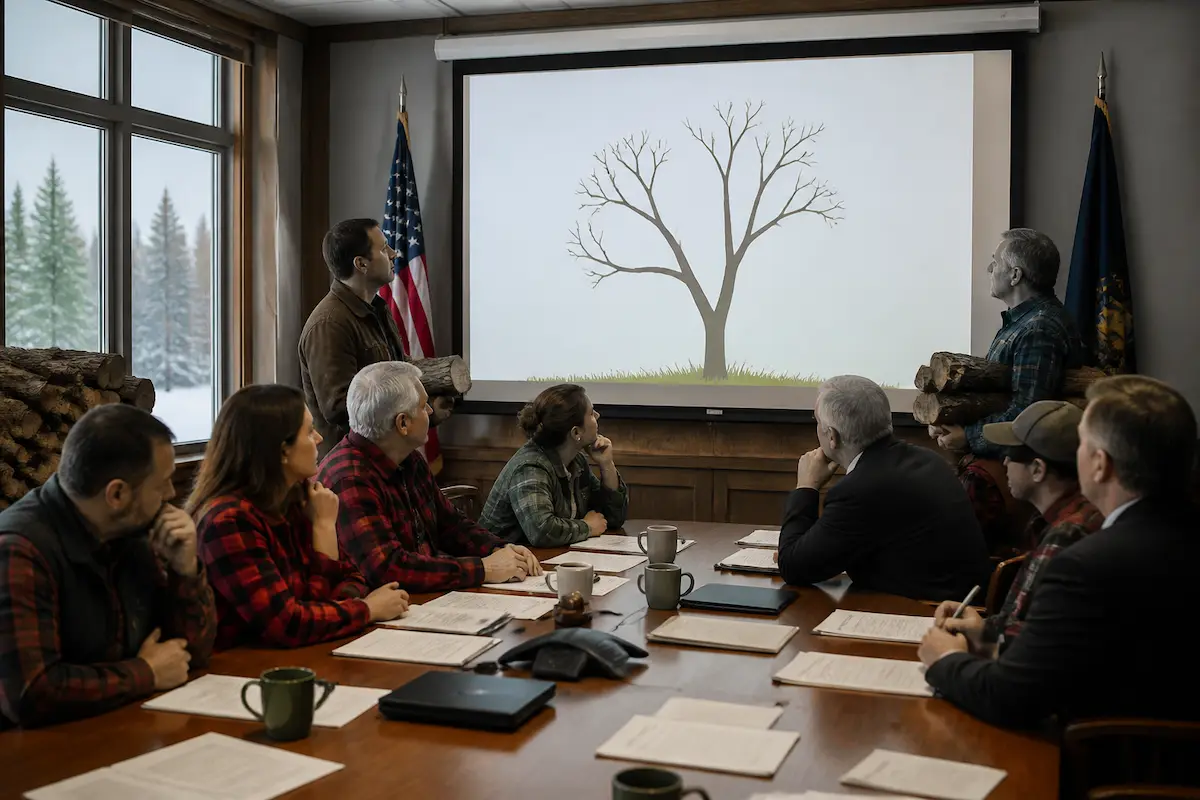 Maine Lawmakers Propose "We're Definitely Not First Cousins Act" After Entire State Discovers It's One Big Family Reunion — Batshit Bugle satirical news illustration