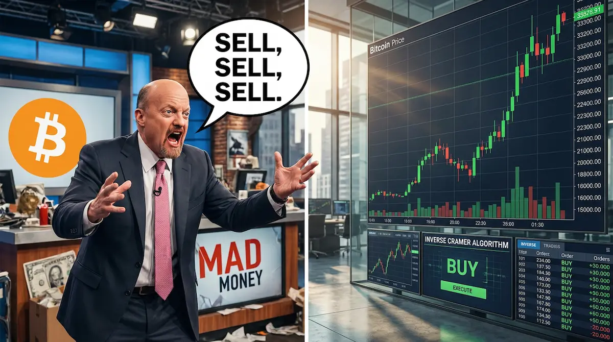 Wall Street Investors Admit Most Profitable Model Remains Doing Exact Opposite of Jim Cramer’s Absolute Certainty — Batshit Bugle satirical news illustration